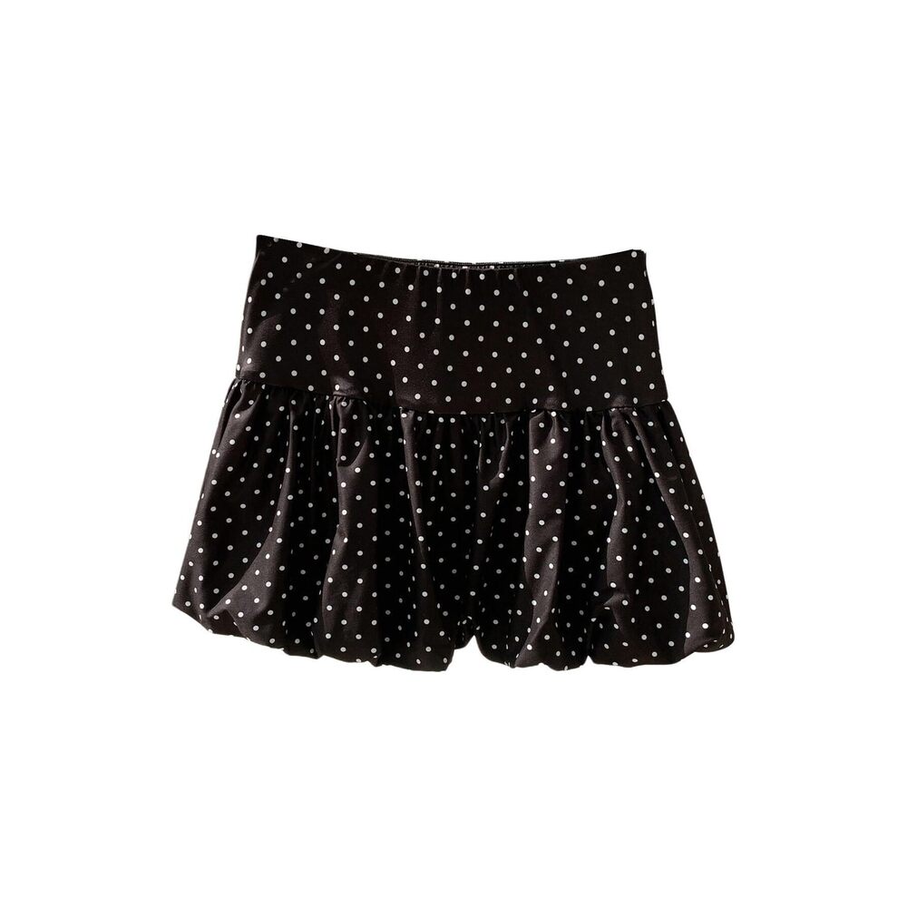 8828 Polka Dots Bubble Skirt Ruffle Hem A Line Balloon Puffy Short Skirts